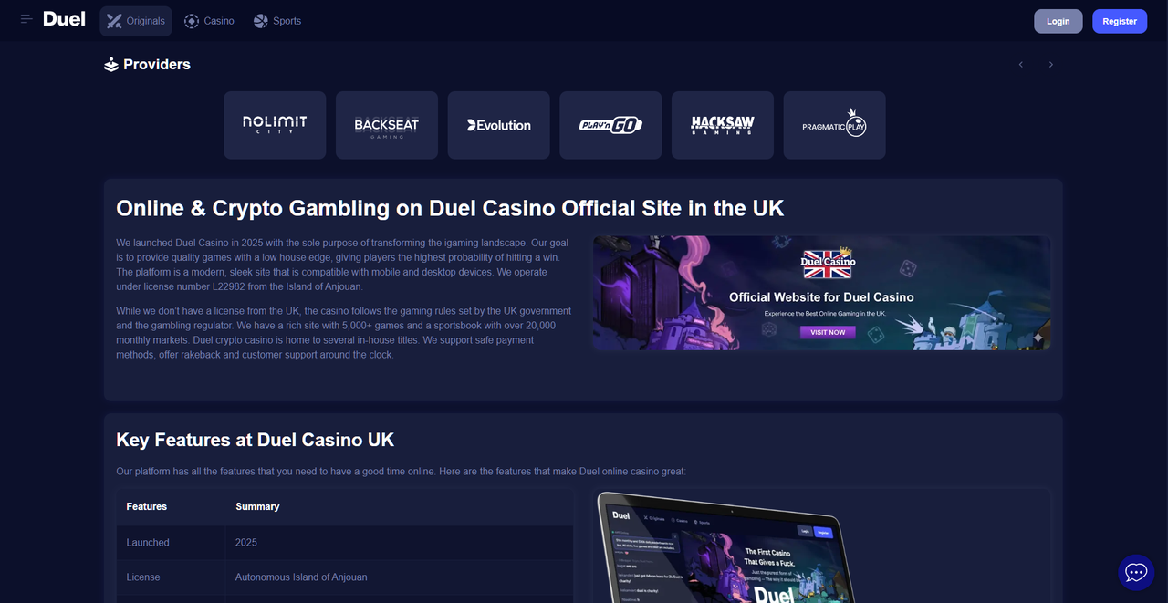 Duel Casino - Innowacyjna Platforma Kryptowalutowa 2026 Casino